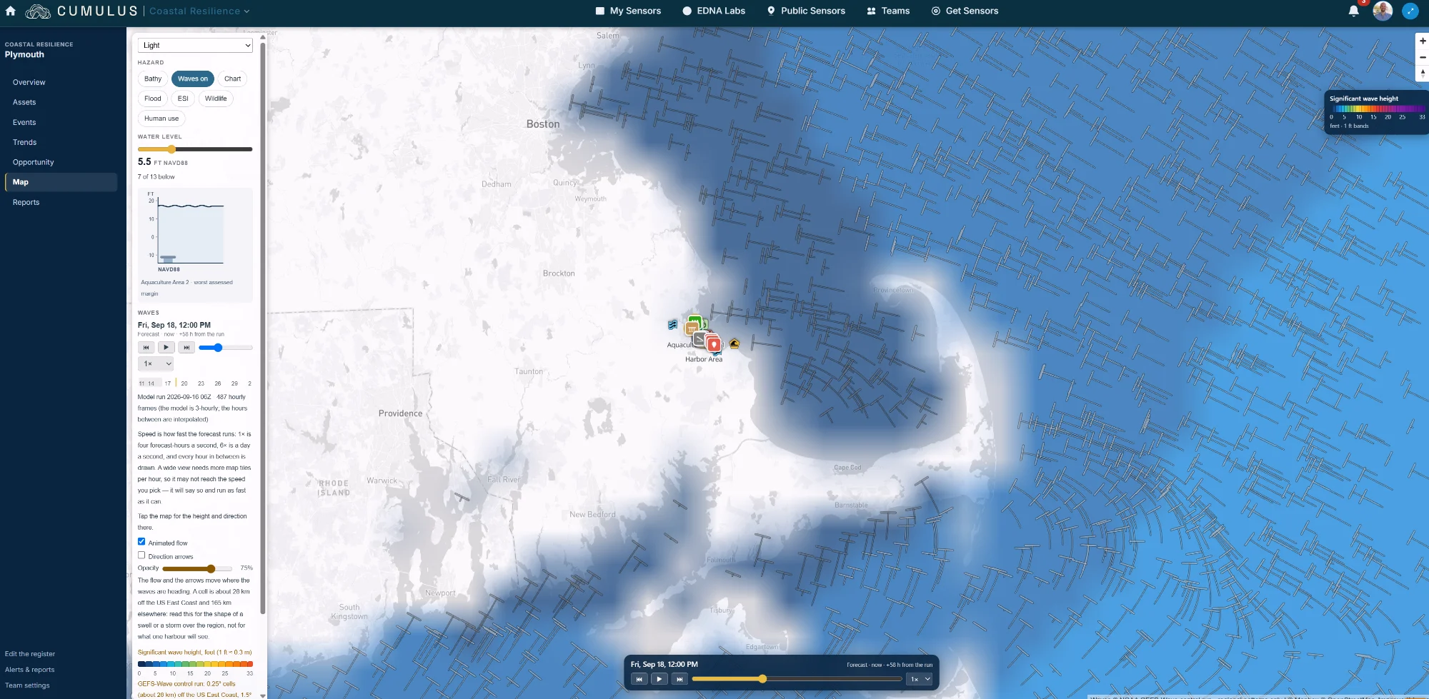 A significant wave height forecast across Massachusetts Bay in the CUMULUS Coastal Resilience map