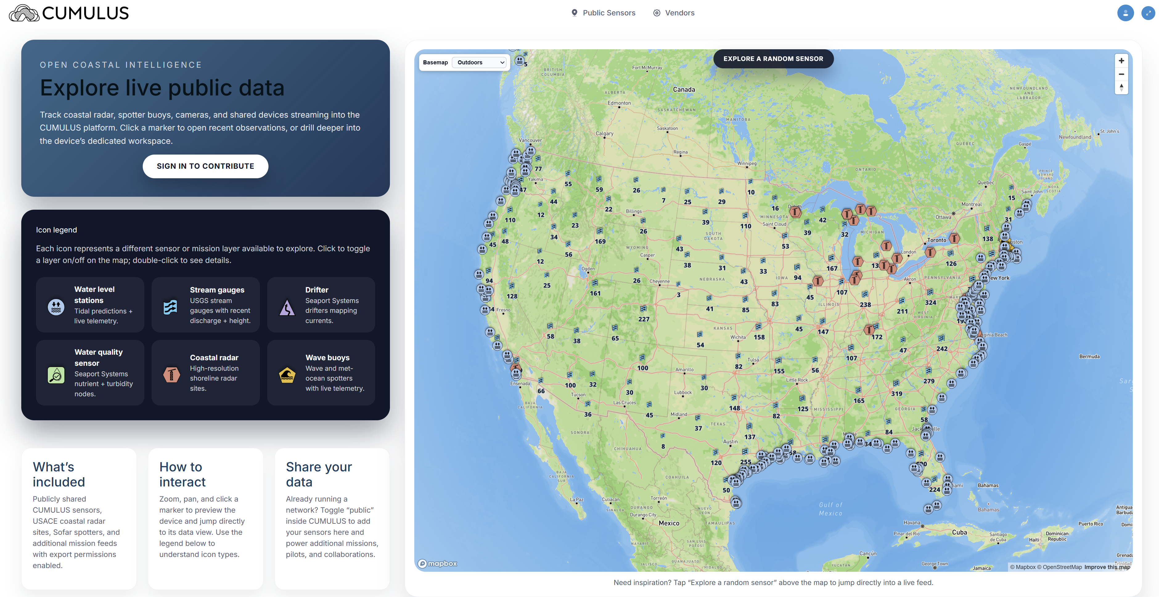 CUMULUS platform dashboard screenshot